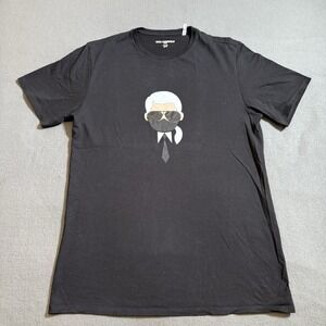 Karl Lagerfeld T-Shirt Men S Black Solid Cotton Graphic Logo Short Sleeve Tee